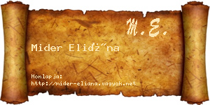 Mider Eliána névjegykártya
